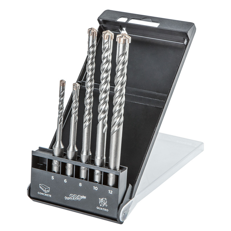 Borrsats för betong SDS Plus, kvadro, set med 5 st. - 5, 6 x 110 mm + 8, 10, 12 x 160 mm
