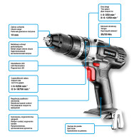 Wiertarko-wkrętarka akumulatorowa z udarem Energy+ 18V, Li-Ion, uchwyt 13 mm, bez akumulatora