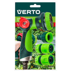 Ett set med en spraypistol, kopplingar och en anslutning till en 1/2-tums kran.