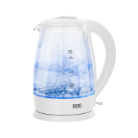 Elkedel TEESA, glas, 2000 W, vit, 1,7 L