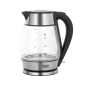 Elvattenkokare TEESA, glas + rostfritt stål, 2000 W, svart, 1,7 L