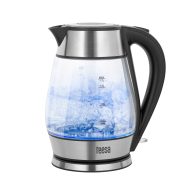 Elvattenkokare TEESA, glas + rostfritt stål, 2000 W, svart, 1,7 L