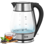 Elvattenkokare TEESA, glas + rostfritt stål, 2000 W, svart, 1,7 L