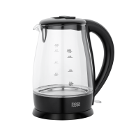 Elkedel TEESA, glas, 2200 W, svart, 1,7 L