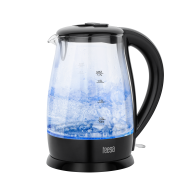 Elkedel TEESA, glas, 2200 W, svart, 1,7 L