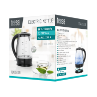 Elkedel TEESA, glas, 2200 W, svart, 1,7 L
