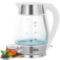 Elkedel TEESA, glas + rostfritt stål, 2200 W, vit, 1,7 L