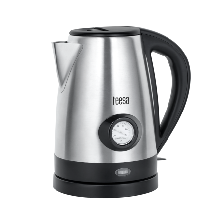 Vattenkokare med vattentemperaturindikator, TEESA, rostfritt stål, 2200W, 1,7L