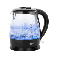 Elkedel TEESA, glas, 1650 W, svart, 1 L