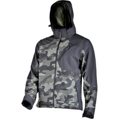 Jacka i softshell med kamouflagegrön-svart huva, '2xl', CE, Lahti | HandlaSmidigt.se