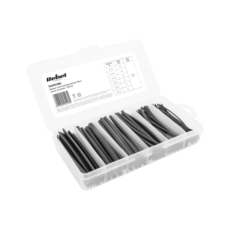 Svart 10 cm krympslangssats, 6 storlekar - 170 stycken.