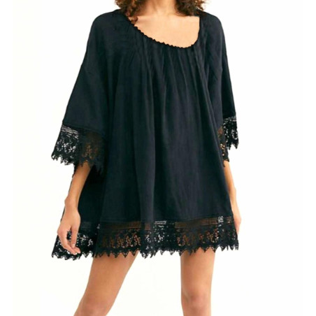 BQ49A Strandtunika pareo sjal svart