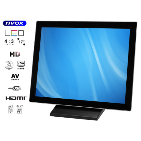 Touchscreen LED-monitor 17 tum VGA HDMI 12V 230V