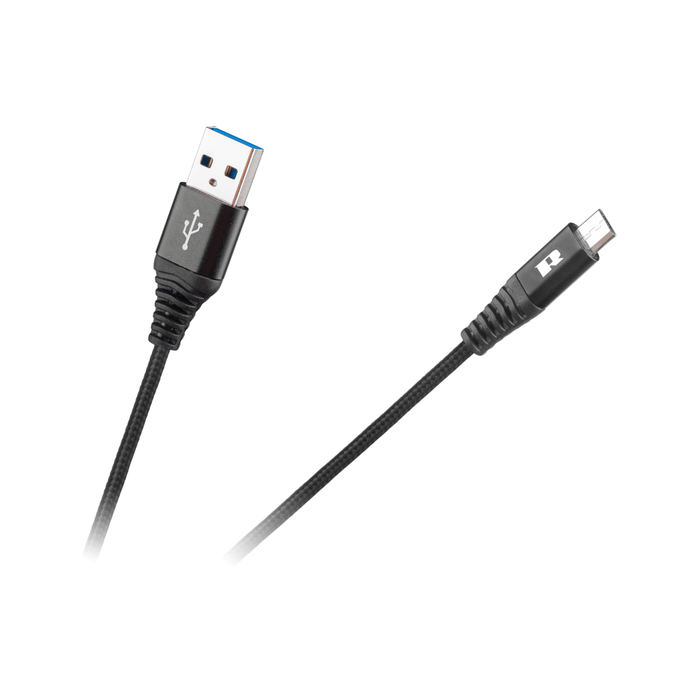 USB-kabel - USB-micro REBEL 100 cm svart