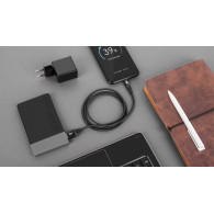 USB-kabel - USB-micro REBEL 100 cm svart