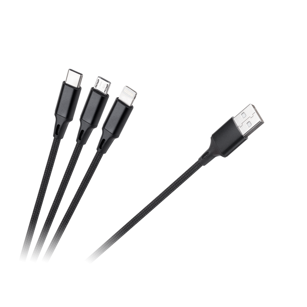 Kabel USB 3w1 microUSB, USB typu C, Lightning 100 cm Kabel USB 3w1 microUSB, USB typu C, Lightning 100 cm