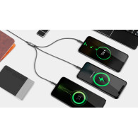 USB 3-i-1-kabel med microUSB, USB typ C, Lightning 100 cm