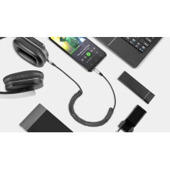 Ljudkabel Jack 3.5 hane - hane REBEL spiral 100 cm