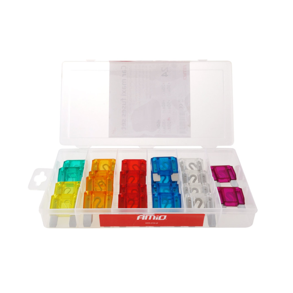 Säkringssatser för bilar, maxi set komplett mix 24 st. amio-02323. Säkringssatser för bilar, maxi set komplett mix 24 st. amio-02323.