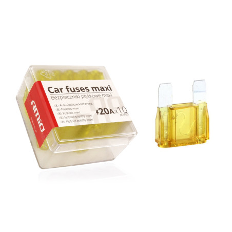 Säkringar för bilar, maxi-låda med 10 stycken 20A amio-02324.