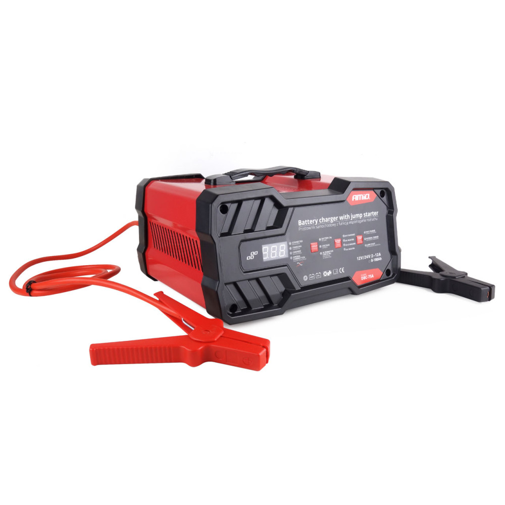 Prostownik z funkcją rozruchu ładowarka do akumulatora 12v 24v max 12a boost 75a 12v amio-02400 Prostownik z funkcją rozruchu ładowarka do akumulatora 12v 24v max 12a boost 75a 12v amio-02400
