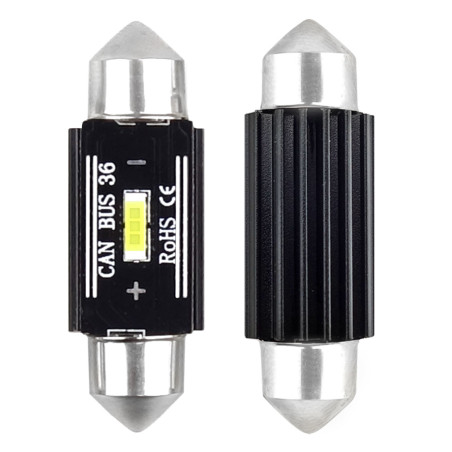 LED-lampor canbus 1860 1smd ultrabright festoon c5w c10w c3w 36mm vit 12v 24v amio-02442