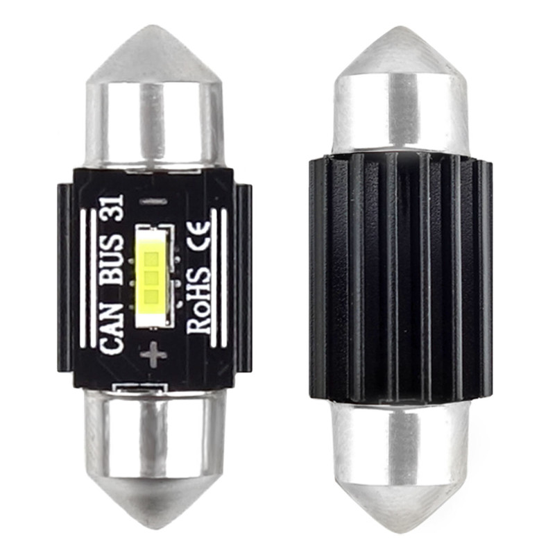 LED-lampor canbus 1860 1smd ultraljus festoon c5w c10w c3w 31mm vit 12v 24v amio-02441
