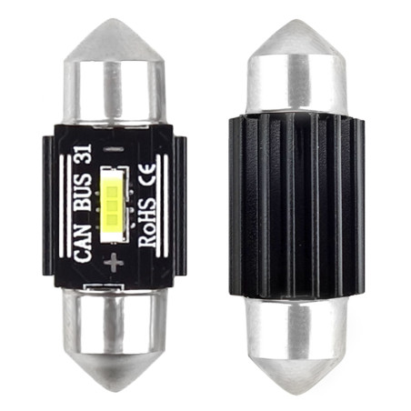 LED-lampor canbus 1860 1smd ultraljus festoon c5w c10w c3w 31mm vit 12v 24v amio-02441