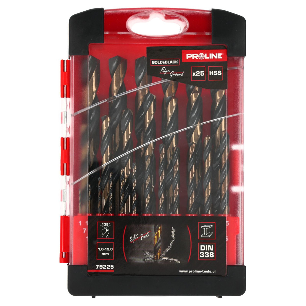 Borrsatser för metall HSS DIN338 slipad kant, 25 stycken (1-13 mm) Proline Borrsatser för metall HSS DIN338 slipad kant, 25 stycken (1-13 mm) Proline