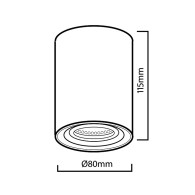 Tuba / yttre takfäste Maclean, punktbelysning, halogen, rund, aluminium, GU10, 80x115mm, svart färg, MCE422 B