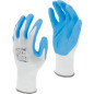 Handskar i nitrit, vit-blå, l221610p, förpackning, '10', CE, Lahti