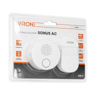 Trådlös ringklocka SONUS AC, nätverksansluten, batterilös knapp, inlärningssystem, 38 ljud, 100m