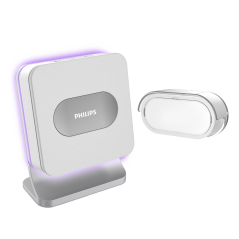 Philips WelcomeBell MP3 trådlös ringklocka, 8 melodier, MP3-uppladdningsfunktion, räckvidd upp till 300m.