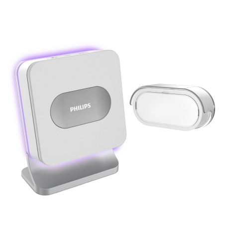 Philips WelcomeBell MP3 trådlös ringklocka, 8 melodier, MP3-uppladdningsfunktion, räckvidd upp till 300m.