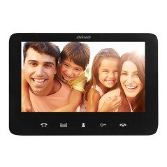 Ett videodörrtelefonsystem, handsfree, färg, LCD 7', intercom, med kodlås, ytmontage, svart, SCUTI.