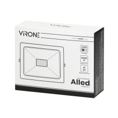 ALLED 20W LED-strålkastare, 1600lm, IP65, 4000K, Aluminium+glas