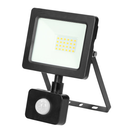 ALLED 20W LED-strålkastare med PIR, 1600lm, IP44, 4000K, Aluminium+glas