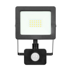 ALLED 20W LED-strålkastare med PIR, 1600lm, IP44, 4000K, Aluminium+glas