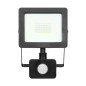ALLED 20W LED-strålkastare med PIR, 1600lm, IP44, 4000K, Aluminium+glas