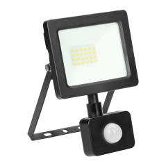 ALLED 20W LED-strålkastare med PIR, 1600lm, IP44, 4000K, Aluminium+glas