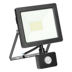 ALLED 30W LED-strålkastare med PIR, 2400lm, IP44, 4000K, Aluminium+glas