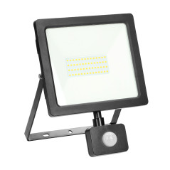 ALLED 50W LED-strålkastare med PIR, 4000lm, IP44, 4000K, aluminium+glas