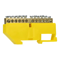 Kabelklämma PE, för DIN-skena TH35, 12 ledningar, gul