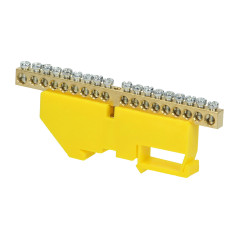 Strömbrytarklämma PE, för DIN-skena TH35, 18 ledningar, gul