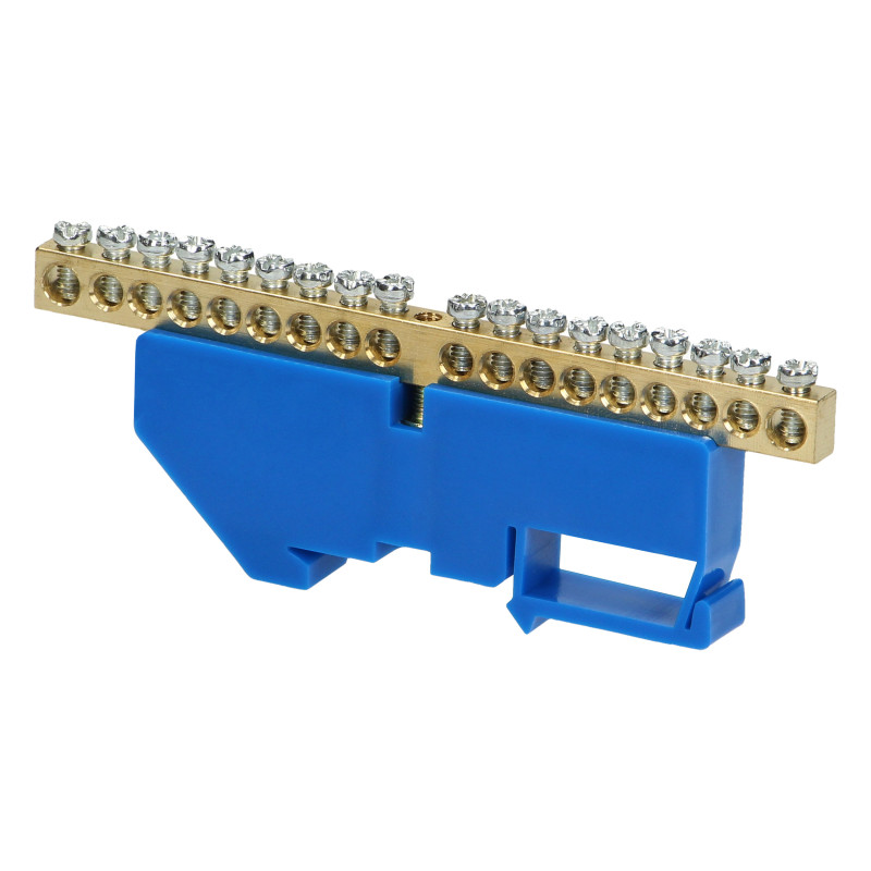 DIN-skenklämma N, för DIN-skena TH35, 18 ledningar, blå