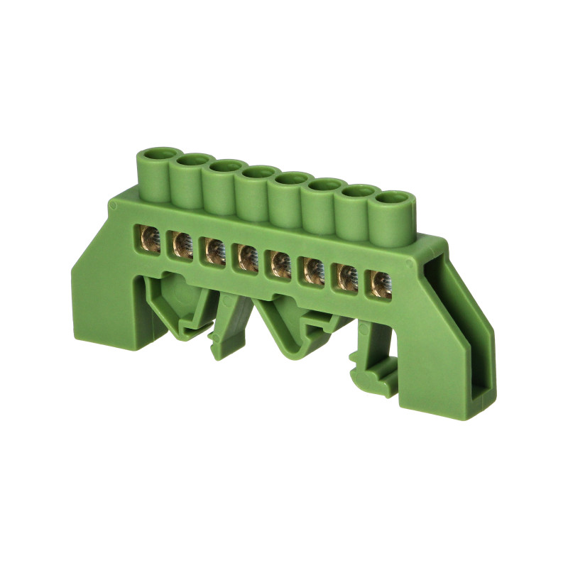 Isolerad jordklämma med PE, 8 ledningar, grön