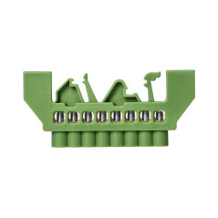 Isolerad jordklämma med PE, 8 ledningar, grön