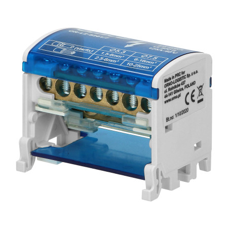 Fördelningsblock med 2 rader, 7 ledningar