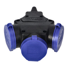 Grenuttagssplitter, stänksäker och stöttålig, IP44, 3x2P+Z, 16A, 230V AC.