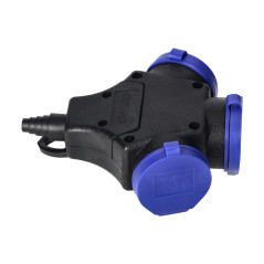 Grenuttagssplitter, stänksäker och stöttålig, IP44, 3x2P+Z, 16A, 230V AC.